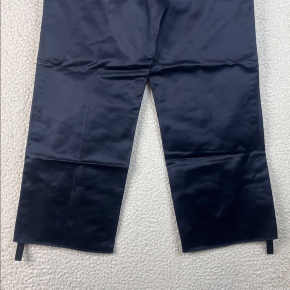 NWOT Ter Et Bantine Women Navy Satin High Waist Wide Leg Cropped Pants Size US 6 - Picture 11 of 12